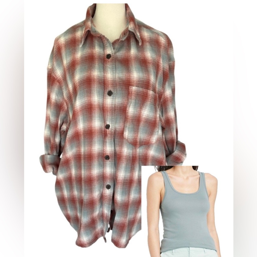 Wild Fable Red and White Plaid Button Down Shirt
